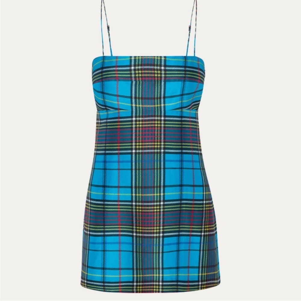 Realisation Par Blue Plaid Mini Dress